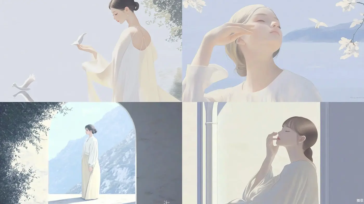 Ethereal Serenity: A Tranquil Blend of Soft Textures and Pastel Tones - Midjourney sref style