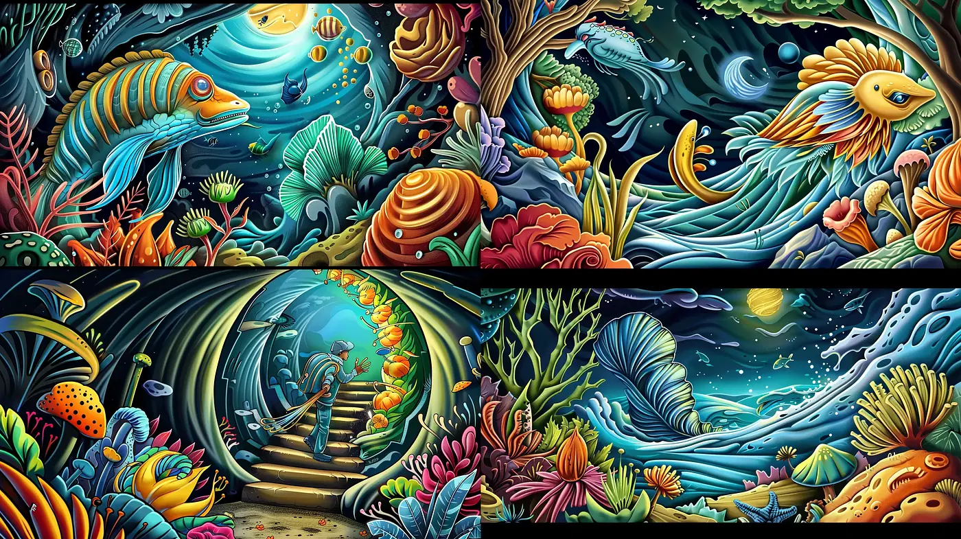 Vibrant Enchanted Aquatic Fantasy - Midjourney sref style