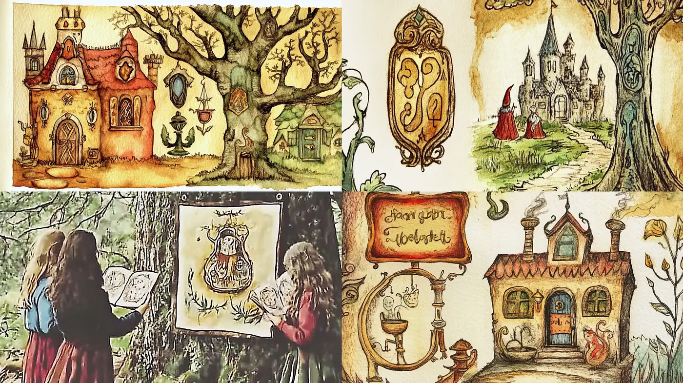 Whimsical Storybook Dreamscape in Watercolor Hues - Midjourney sref style