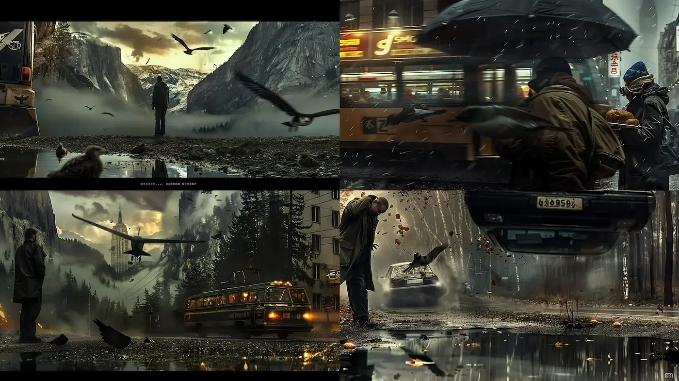 Cinematic and Atmospheric Scenes with a Touch of Surrealism - Midjourney sref style
