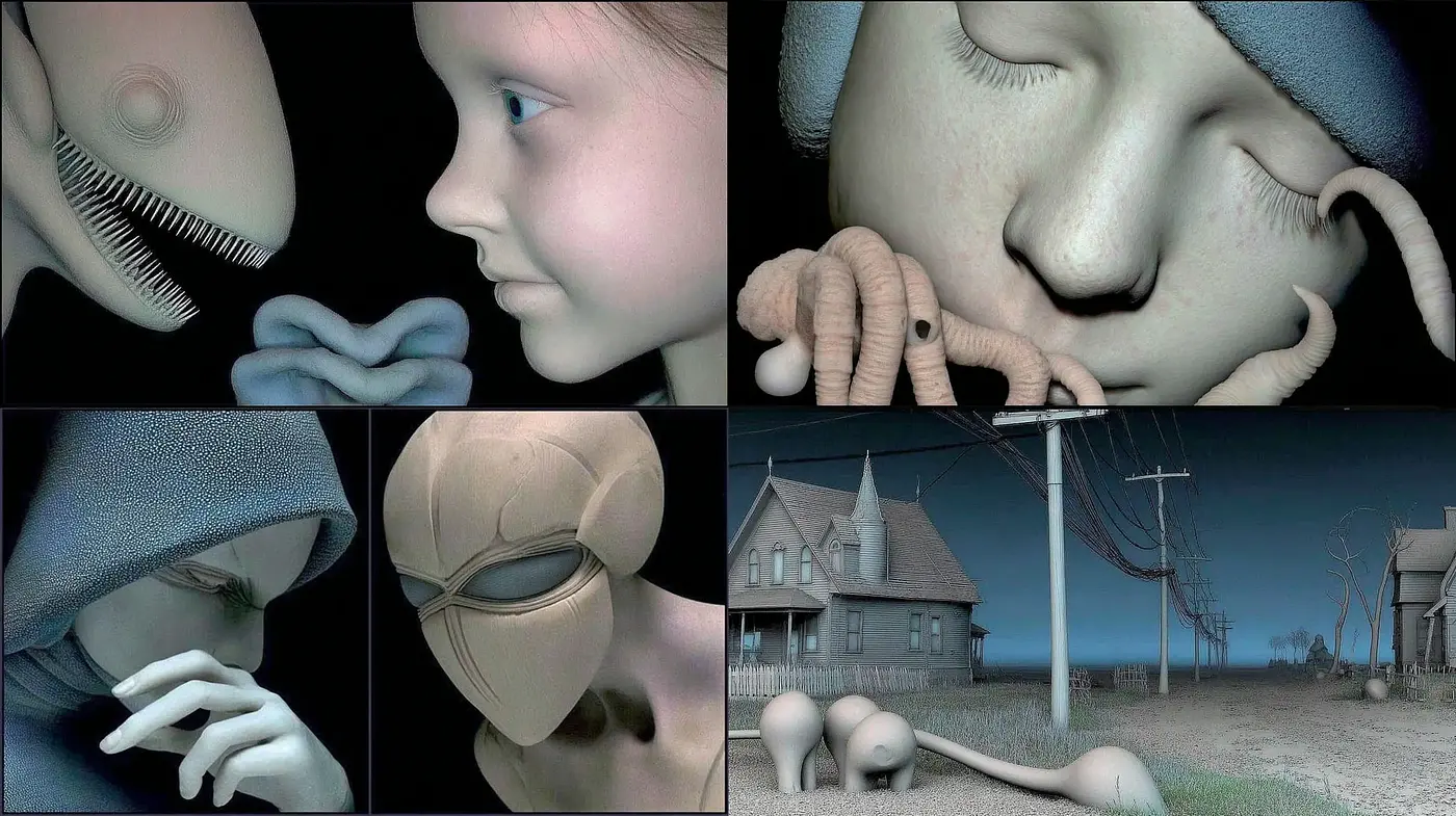 Surreal and Eerie Digital Compositions with a Touch of Minimalism - Midjourney sref style