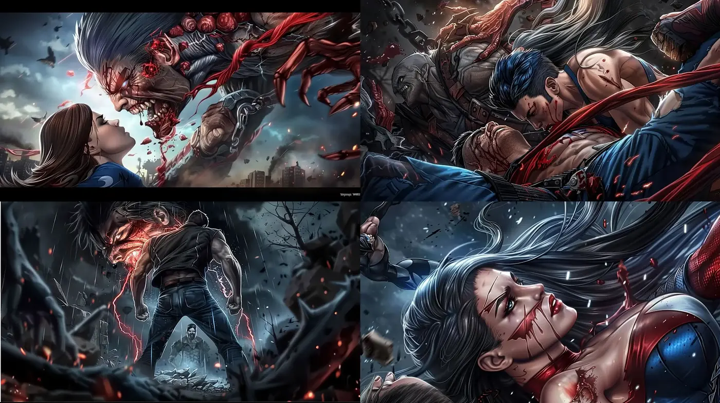 Dynamic Graphic Novel Illustrations with Intense Emotional Expressiveness - Midjourney sref style