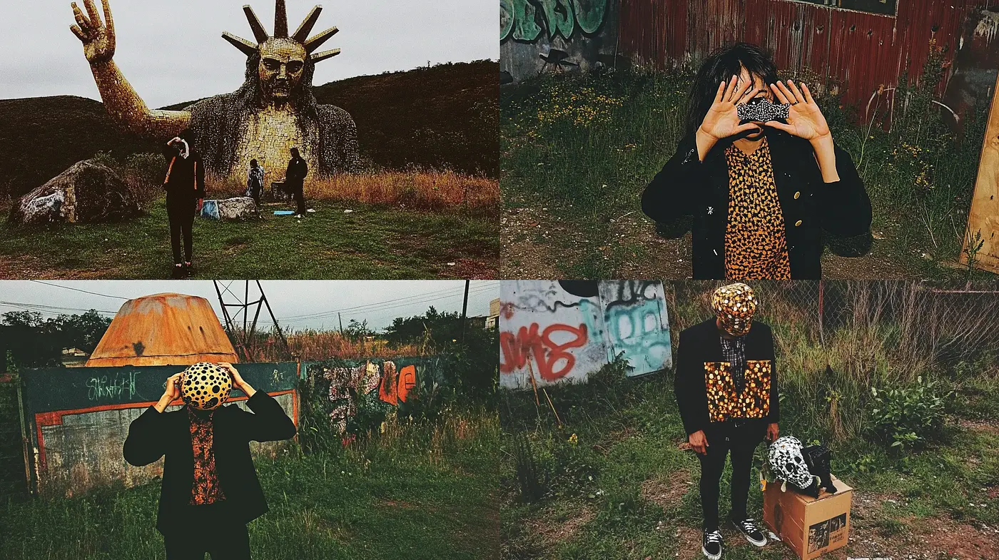 Surrealistic Fusion of Fantasy and Urban Decay - Midjourney sref style