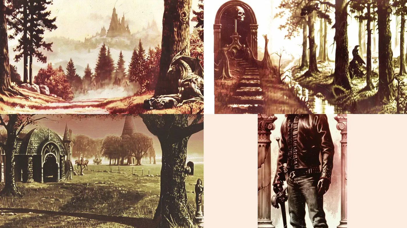 Sepia-Toned Surrealistic Visions: A Harmonious Blend of Gothic and Pastoral Elements - Midjourney sref style