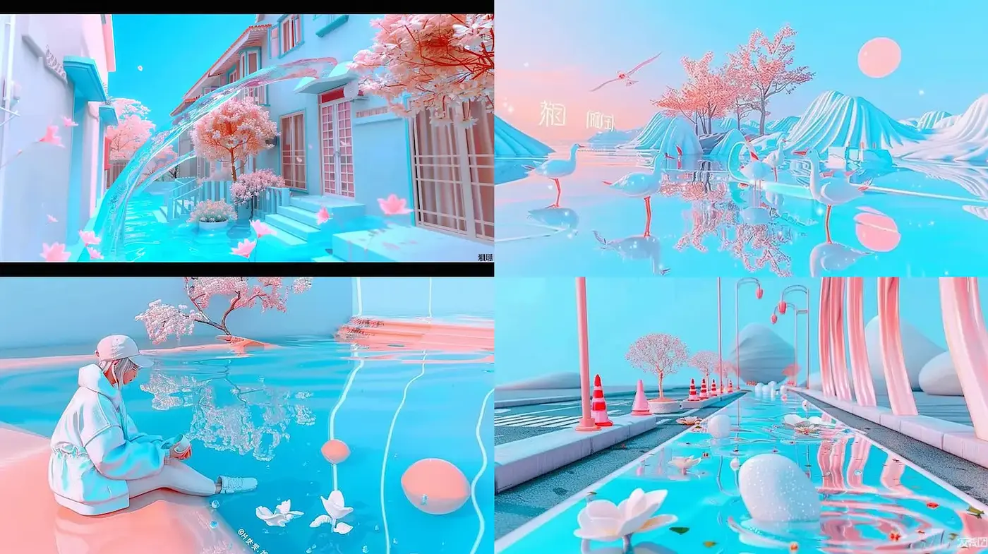 Serene Dreamscape with a Harmony of Soft Colors and Imagery - Midjourney sref style