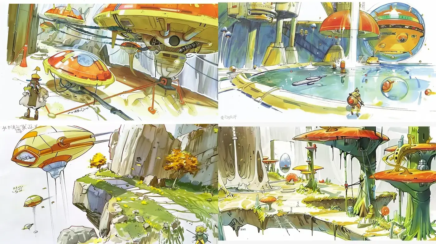 Futuristic and Whimsical Landscapes with a Playful Vibe - Midjourney sref style