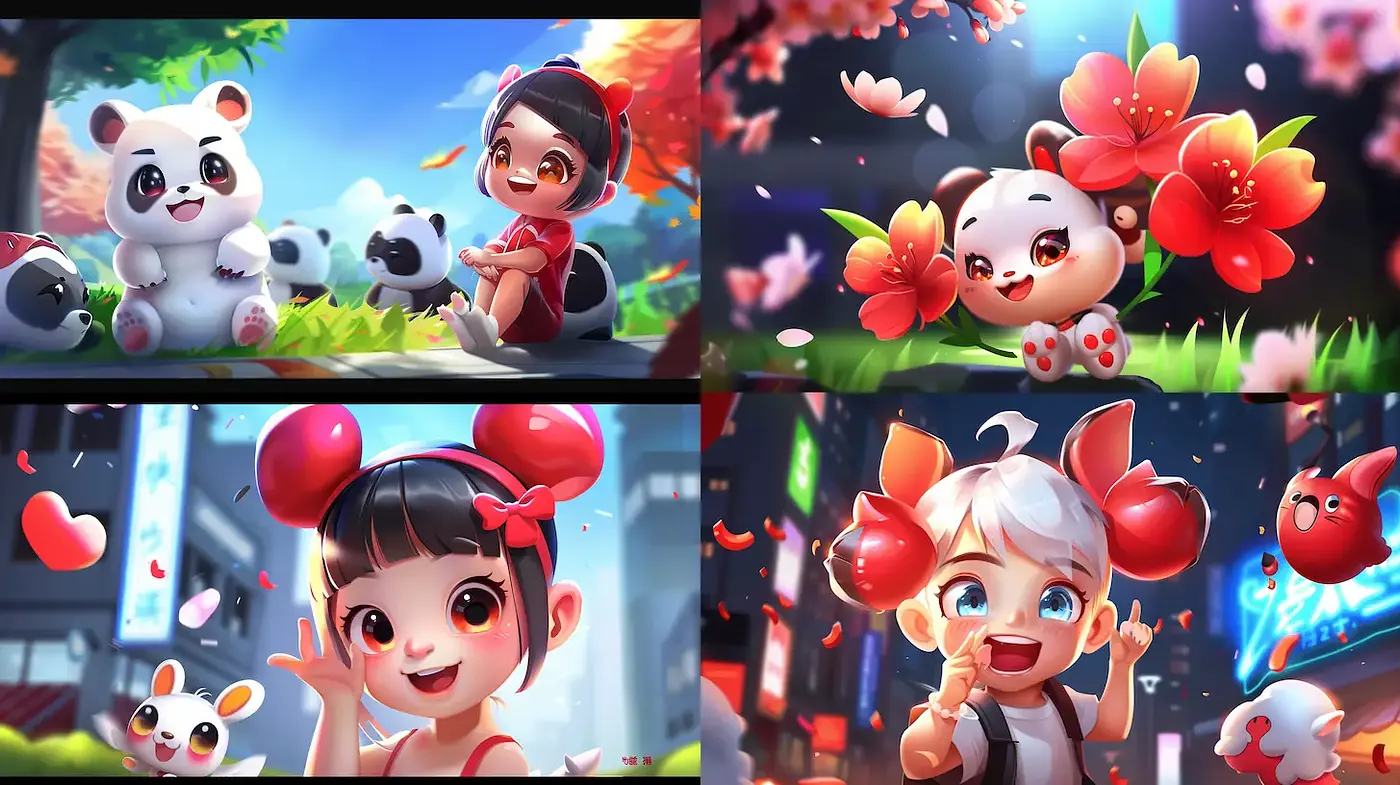 Playful and Colorful Whimsical Art Style with Asian Influences - Midjourney sref style