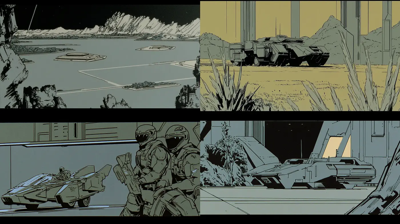 Futuristic Retro Comic Elegance - Midjourney sref style