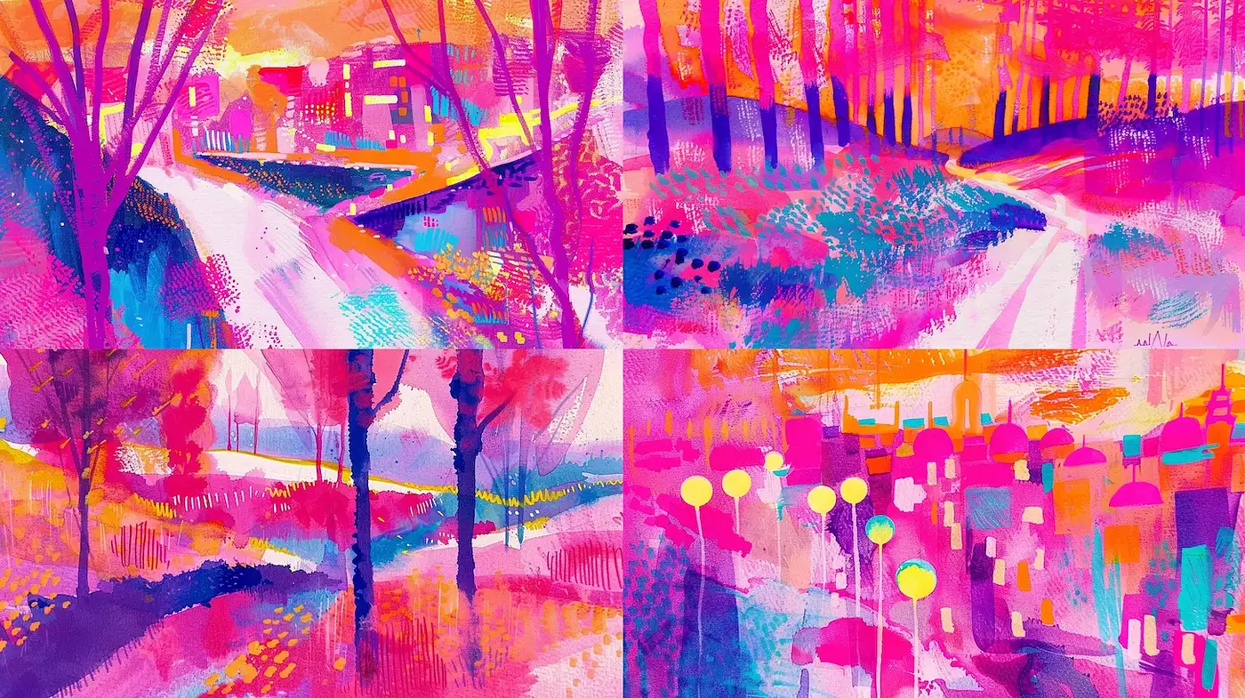 Vibrant and Expressive Landscape Art with Abstract Textures - Midjourney sref style