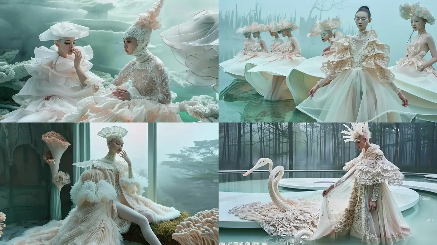 Ethereal Elegance in Misty Aquatic Hues: A Homage to Surreal Romanticism and Baroque Sensibilities - Midjourney sref style