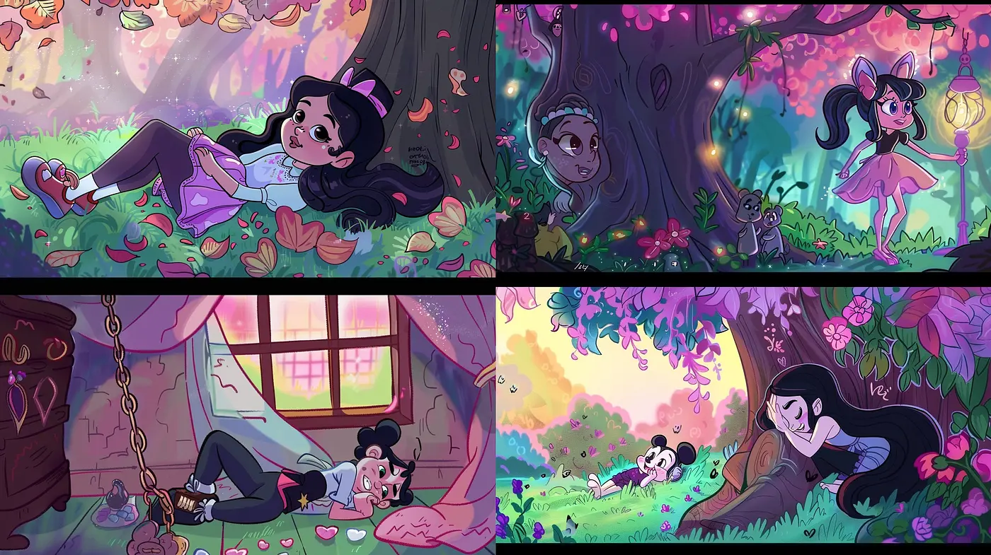 Enchanted Whimsy: A Consistent Tapestry of Magical Hues and Heartfelt Moods - Midjourney sref style