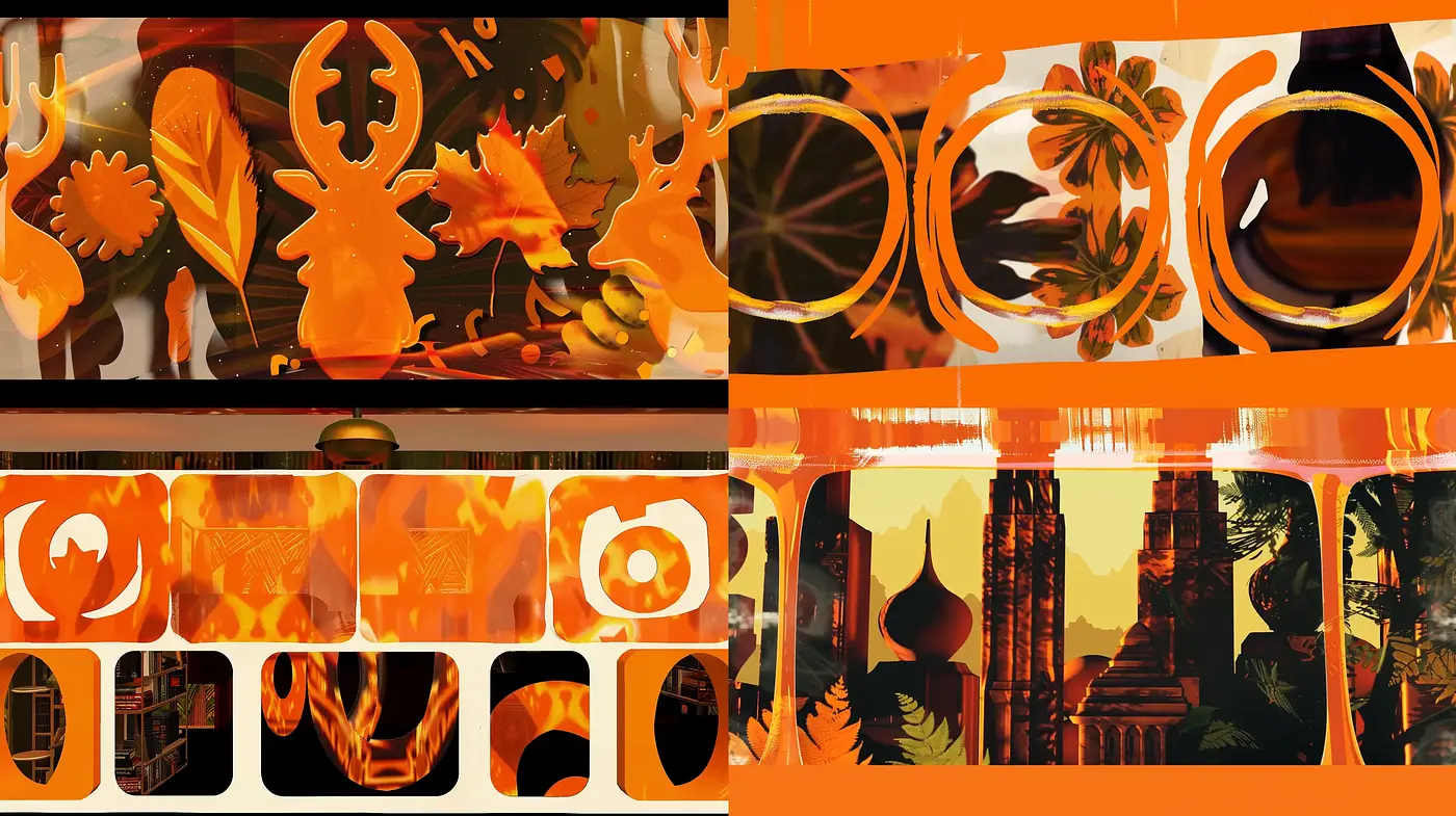 Amber Hues Fusion of Organic and Geometric Forms - Midjourney sref style