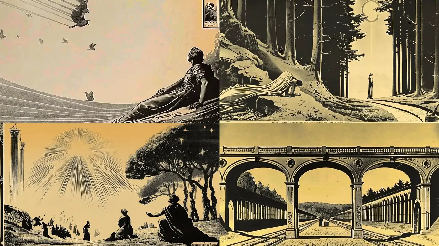 Ethereal Sepia-Toned Dreamscapes with Neoclassical and Romantic Influences - Midjourney sref style