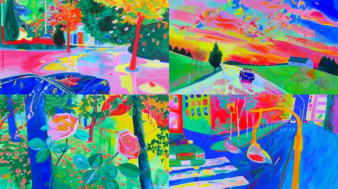 Vibrant and Expressive Landscape Art with a Playful Colorful Aesthetic - Midjourney sref style
