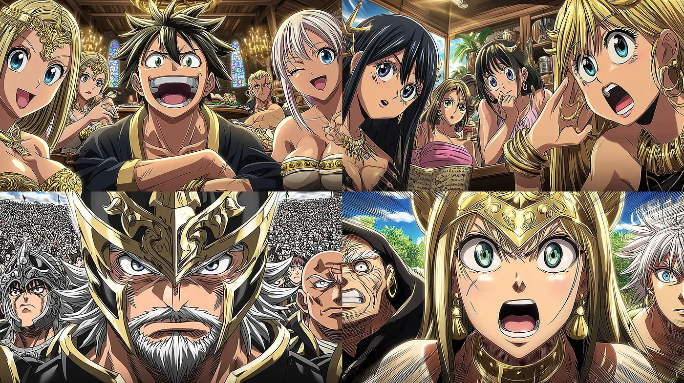 Dynamic and Expressive Anime-Style Artwork with Fantasy Elements - Midjourney sref style
