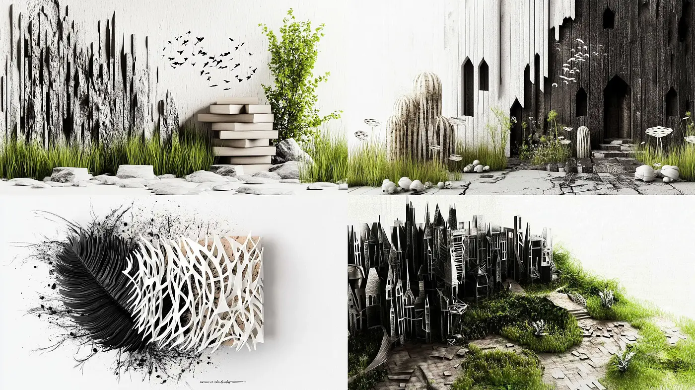 Whimsical Nature-Fused Architectural Dreamscapes - Midjourney sref style