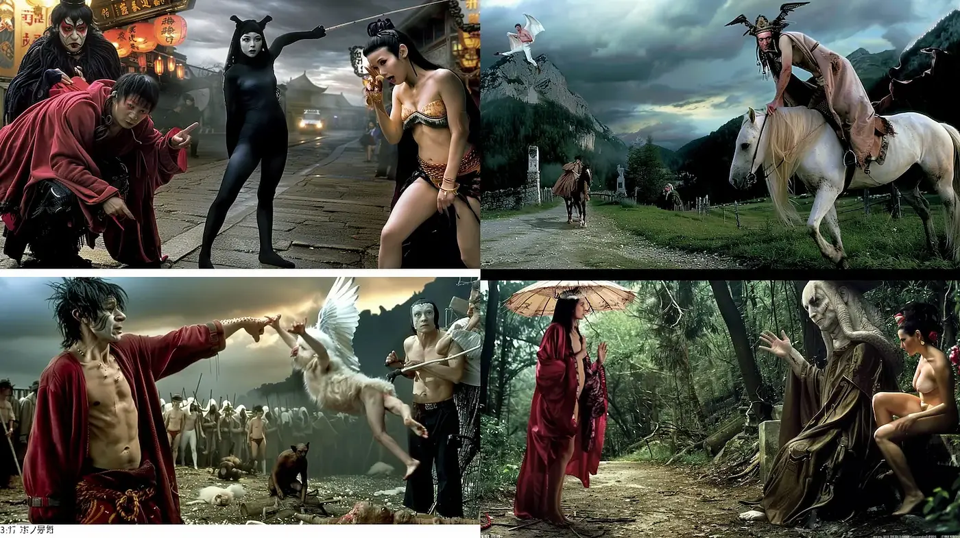 Dynamic Fusion of Mythical Narrative and Cinematic Realism - Midjourney sref style