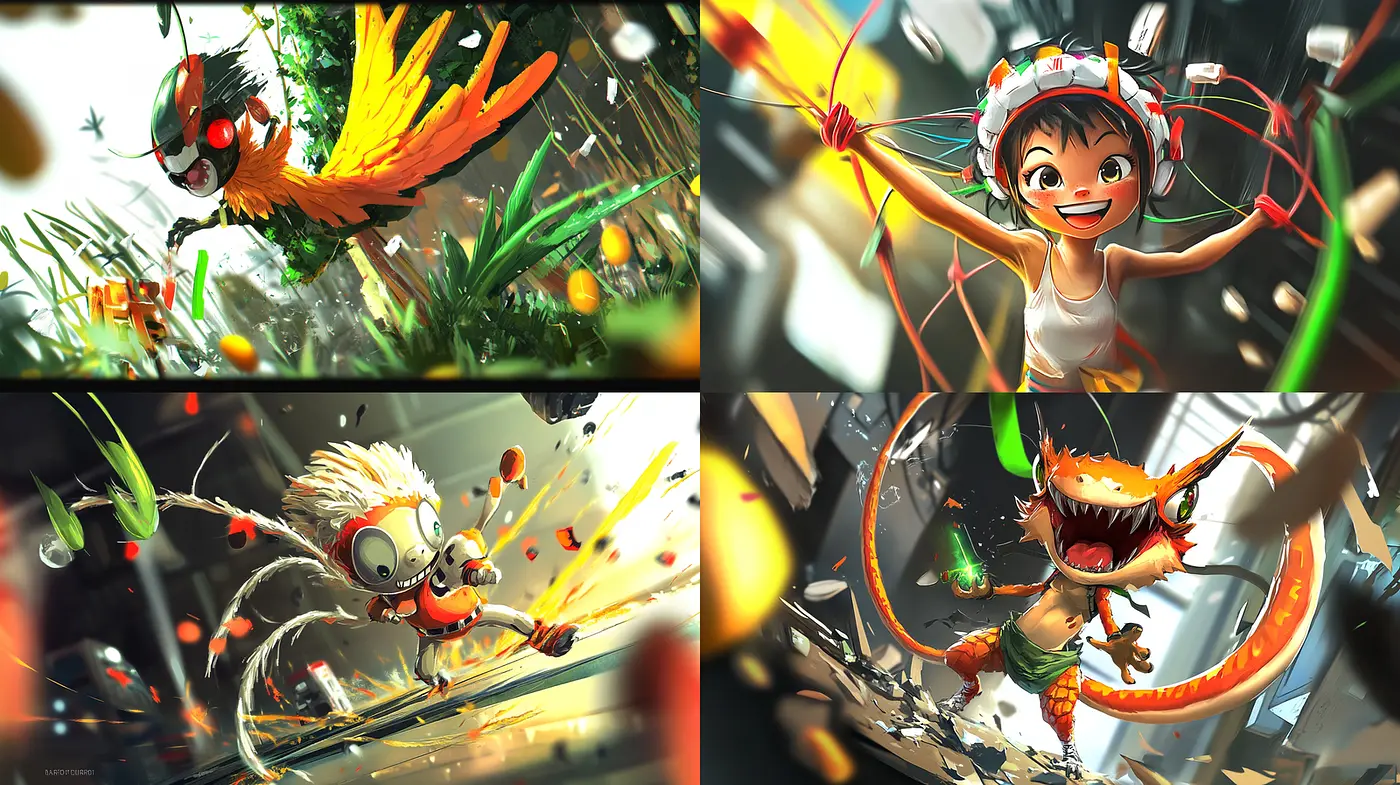 Dynamic Vibrant Illustrations with a Playful Fantasy Aesthetic - Midjourney sref style