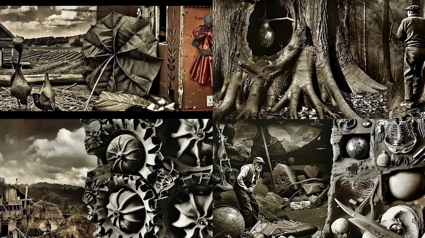 Detailed Exploration of Vintage Surrealism with Steampunk Influences - Midjourney sref style