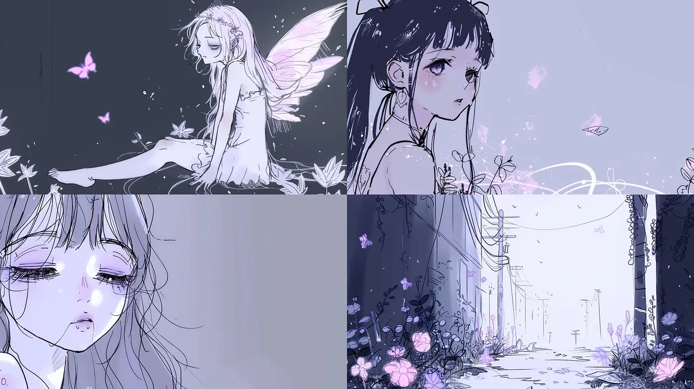 Whimsical Monochrome Dreamscape with Ethereal Overtones - Midjourney sref style