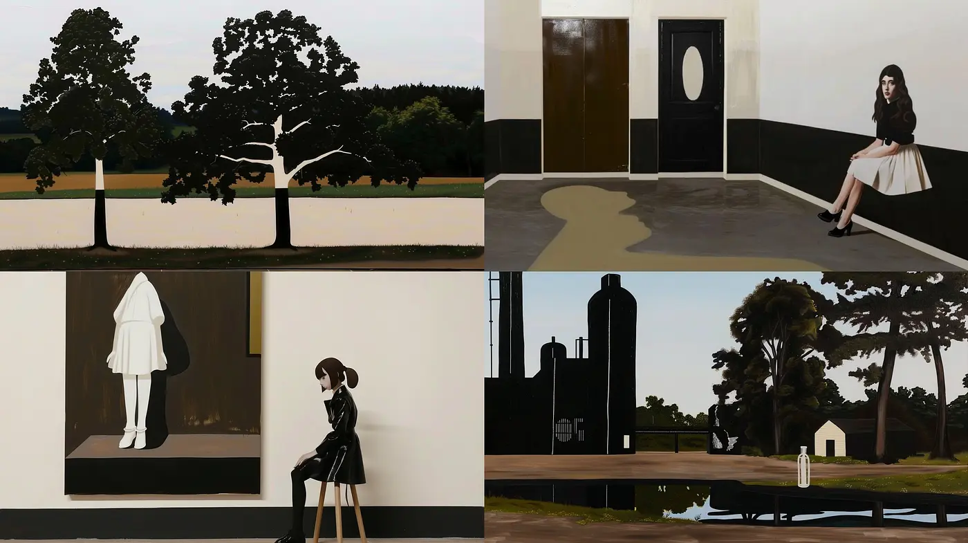 Modern Nostalgia with a Monochromatic Whisper and Geometric Harmony - Midjourney sref style