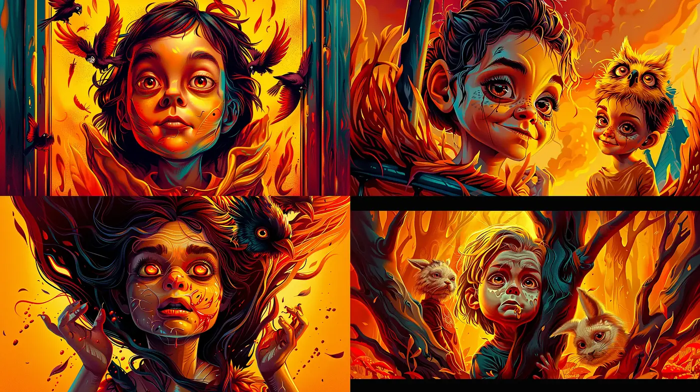 Vibrant Phantasmagoria: A Vivid Interpretation of Otherworldly Childhood - Midjourney sref style