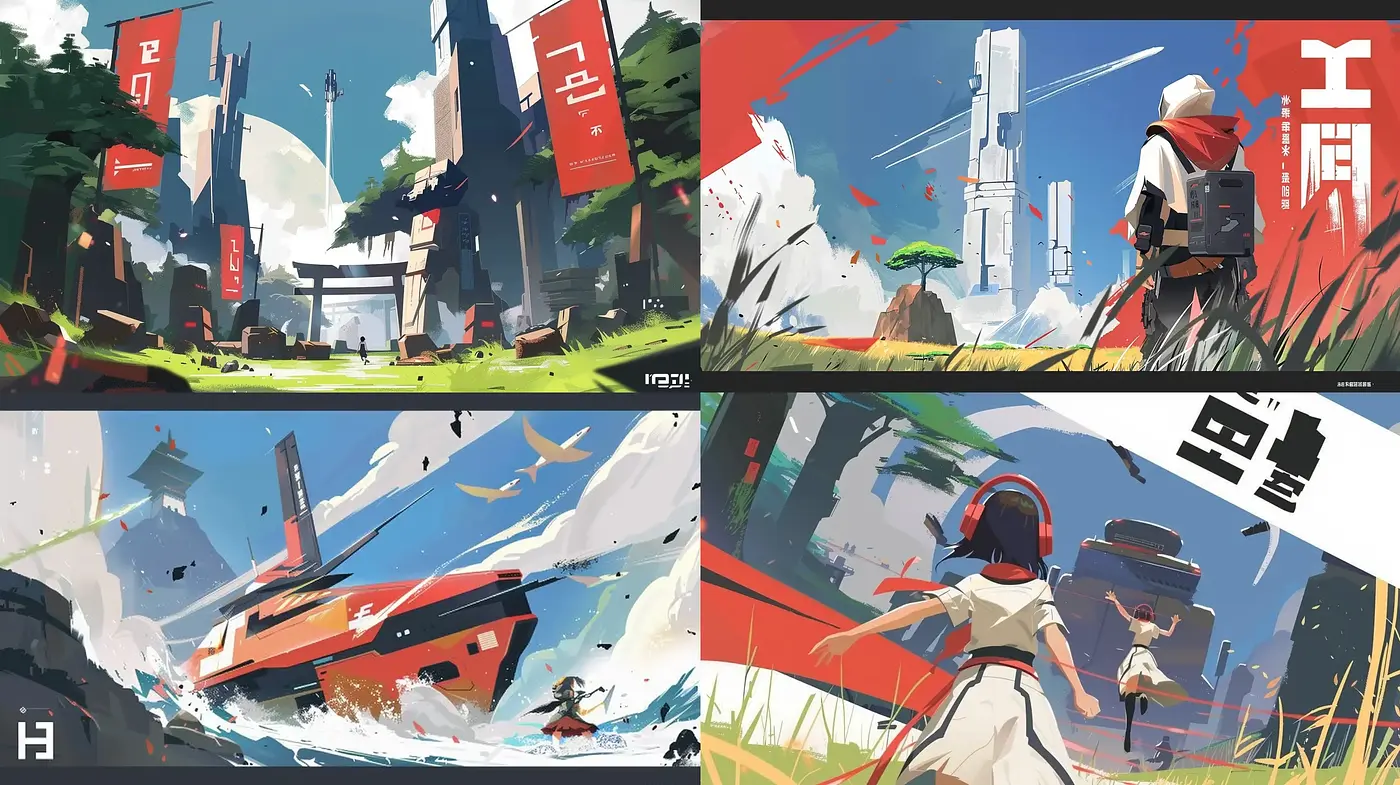 Futuristic Brushstroke Visions with Eastern Aesthetics - Midjourney sref style