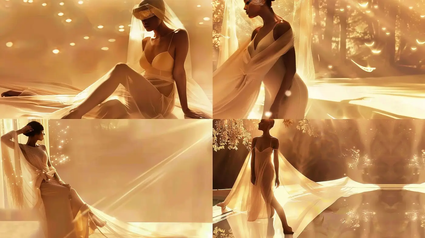 Ethereal Glow: Harmonious Synthesis of Light and Textile in Artistic Imagery - Midjourney sref style