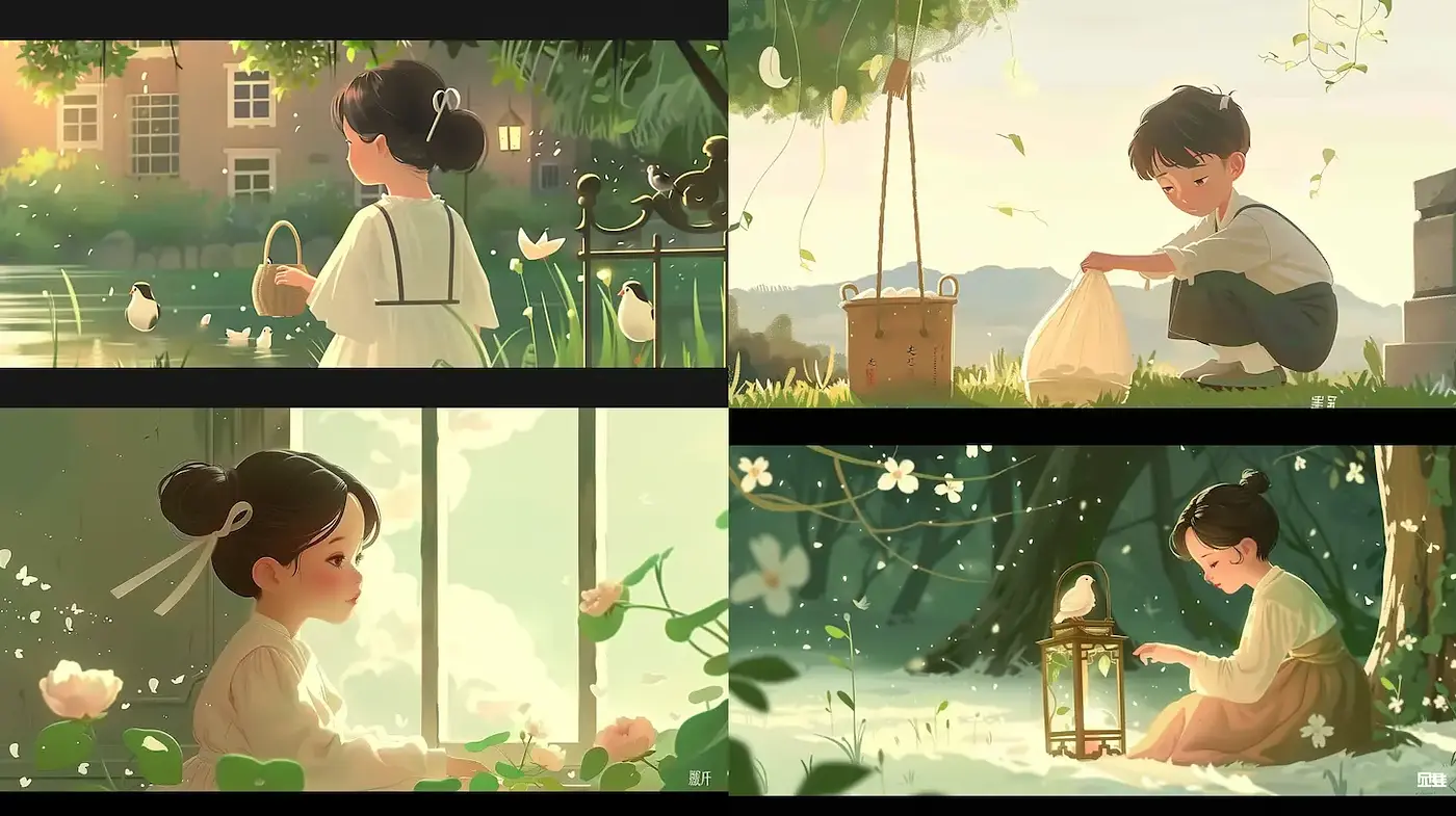 Charming and Enchanting Illustrations Blending Soft Colors with Whimsical Themes - Midjourney sref style