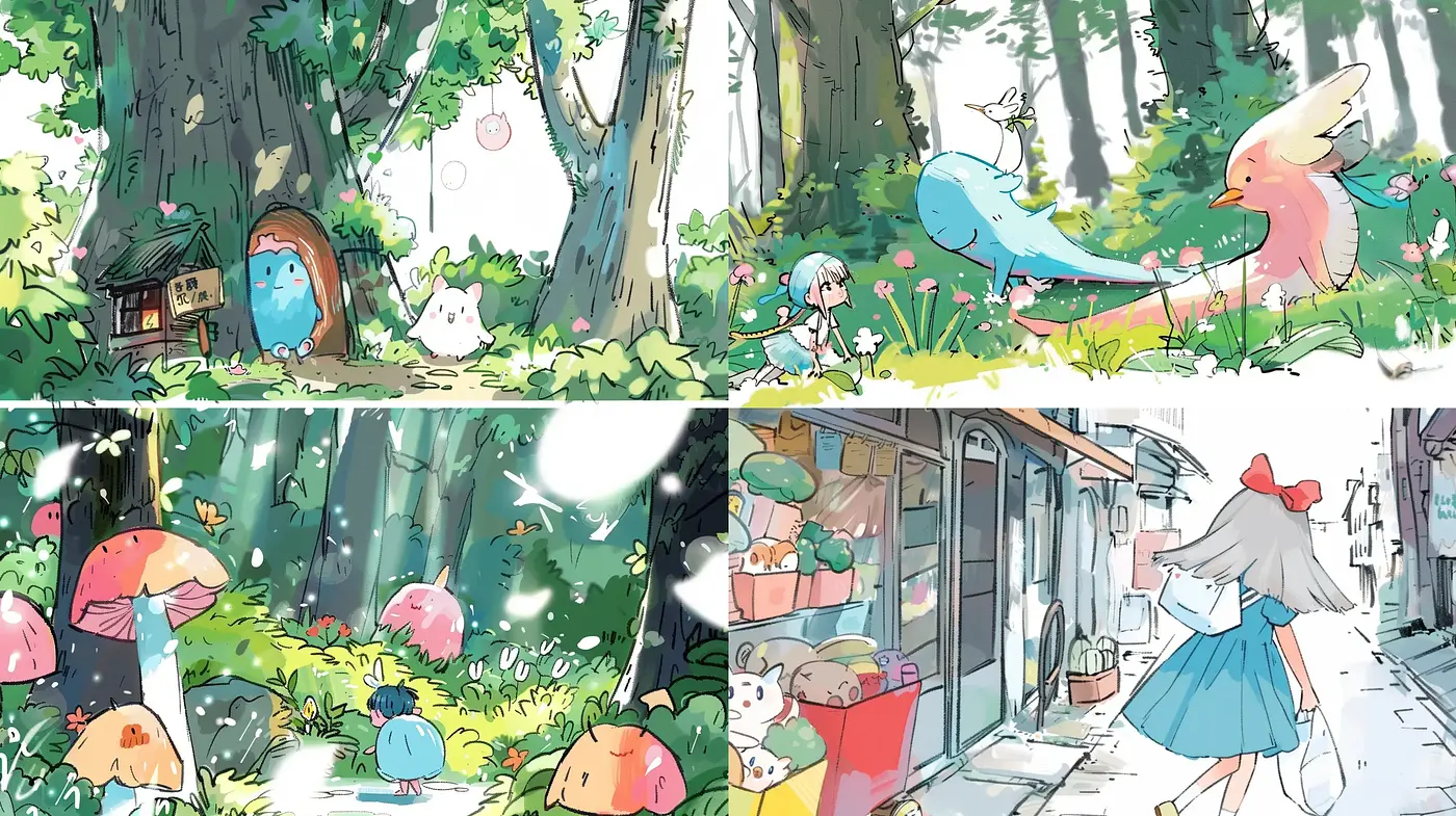 Whimsical Storybook Fantasy in Pastel Watercolors - Midjourney sref style