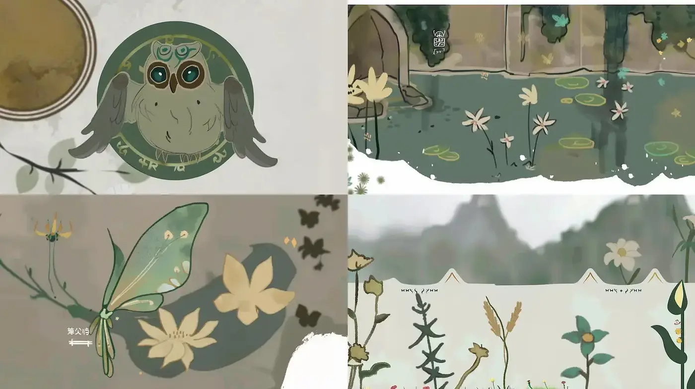 Whimsical Nature-Inspired Illustrations with a Vintage Flair - Midjourney sref style