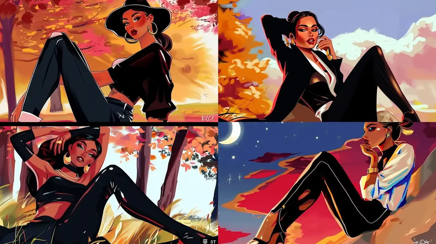 Artistic Blend of Contemporary Fashion and Nature-inspired Aesthetics - Midjourney sref style