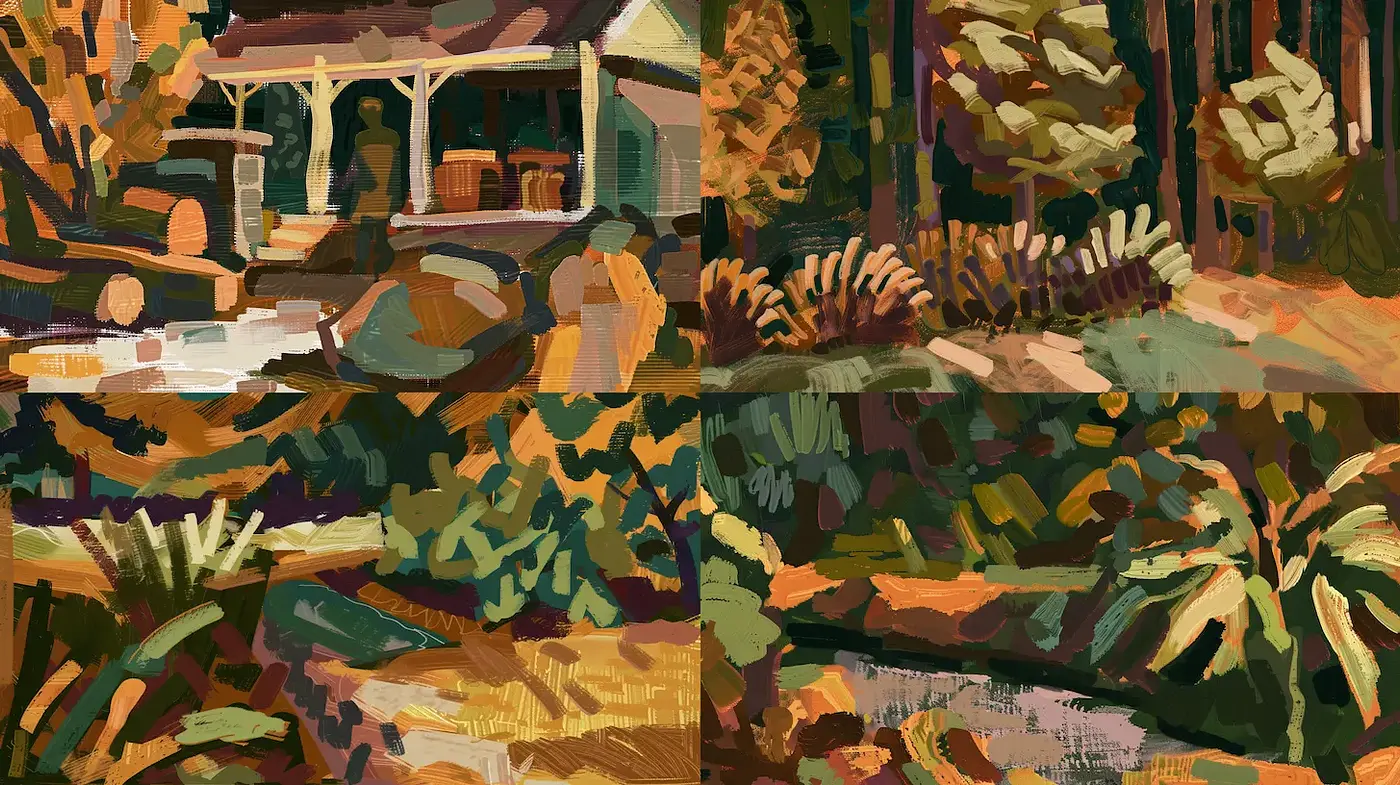 Earthy and Textured Autumn Landscape with a Rustic Feel - Midjourney sref style