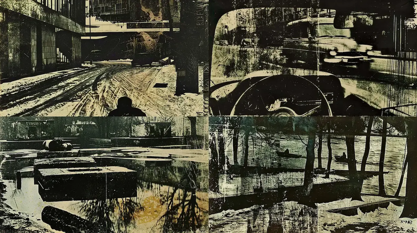 Exploration of Urban Landscapes Through Distinctive Techniques and Dark Aesthetics - Midjourney sref style