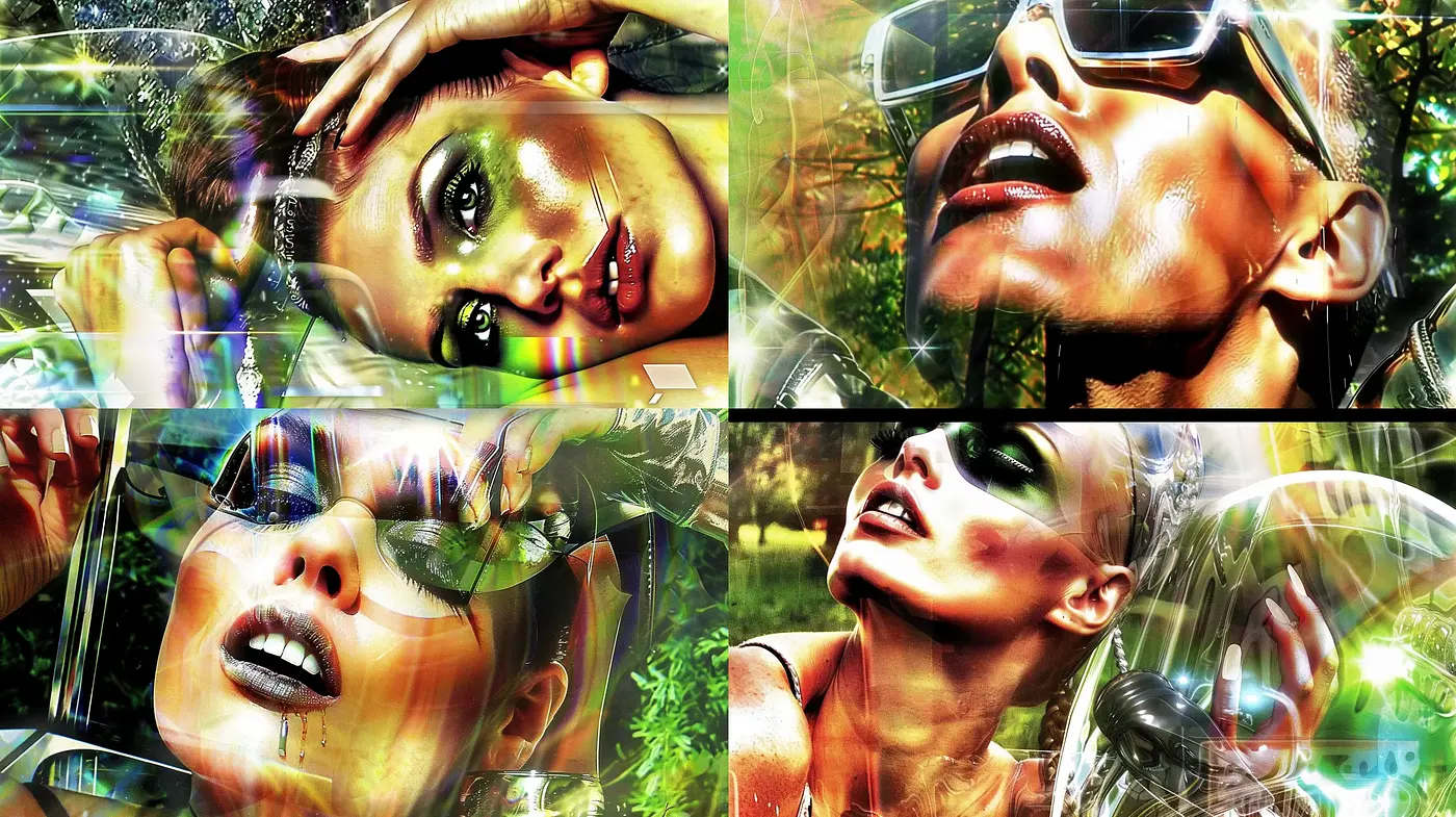 Luminous Cybernetic Dreamscape: A Fusion of Nature and Technology - Midjourney sref style
