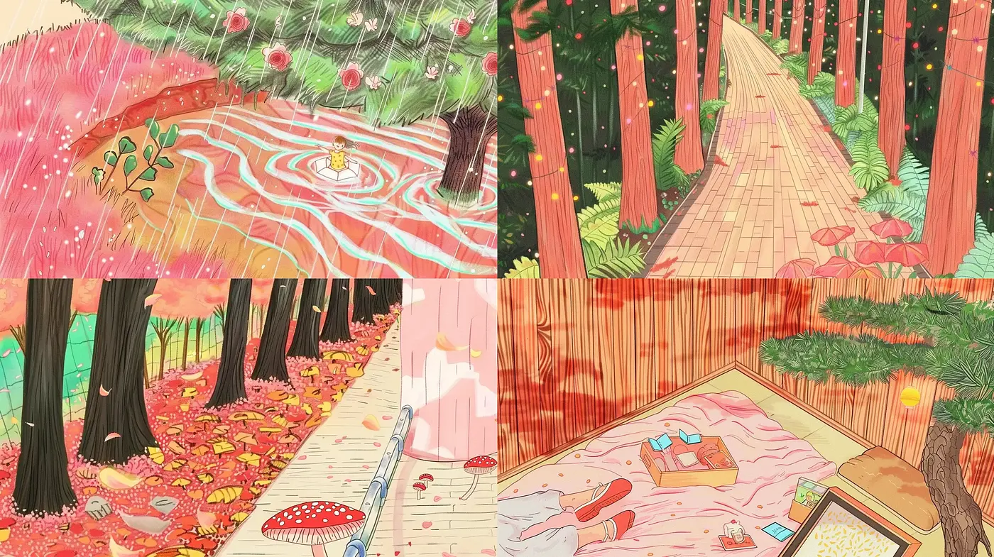 Enchanted Autumn Forest in Warm Aquarelle Tones - Midjourney sref style