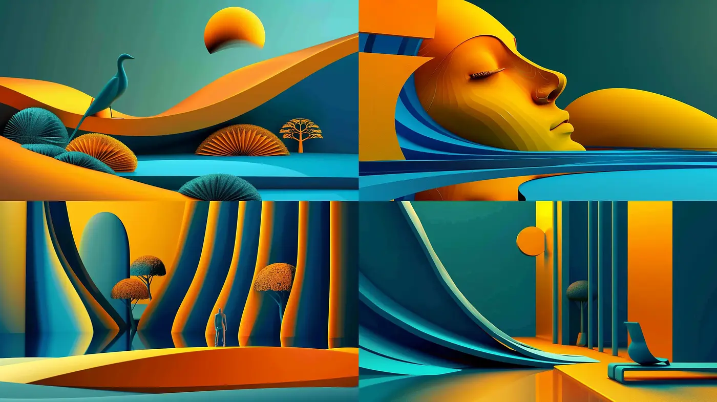 Surreal Dreamscapes in Vivid Chromatic Harmony - Midjourney sref style