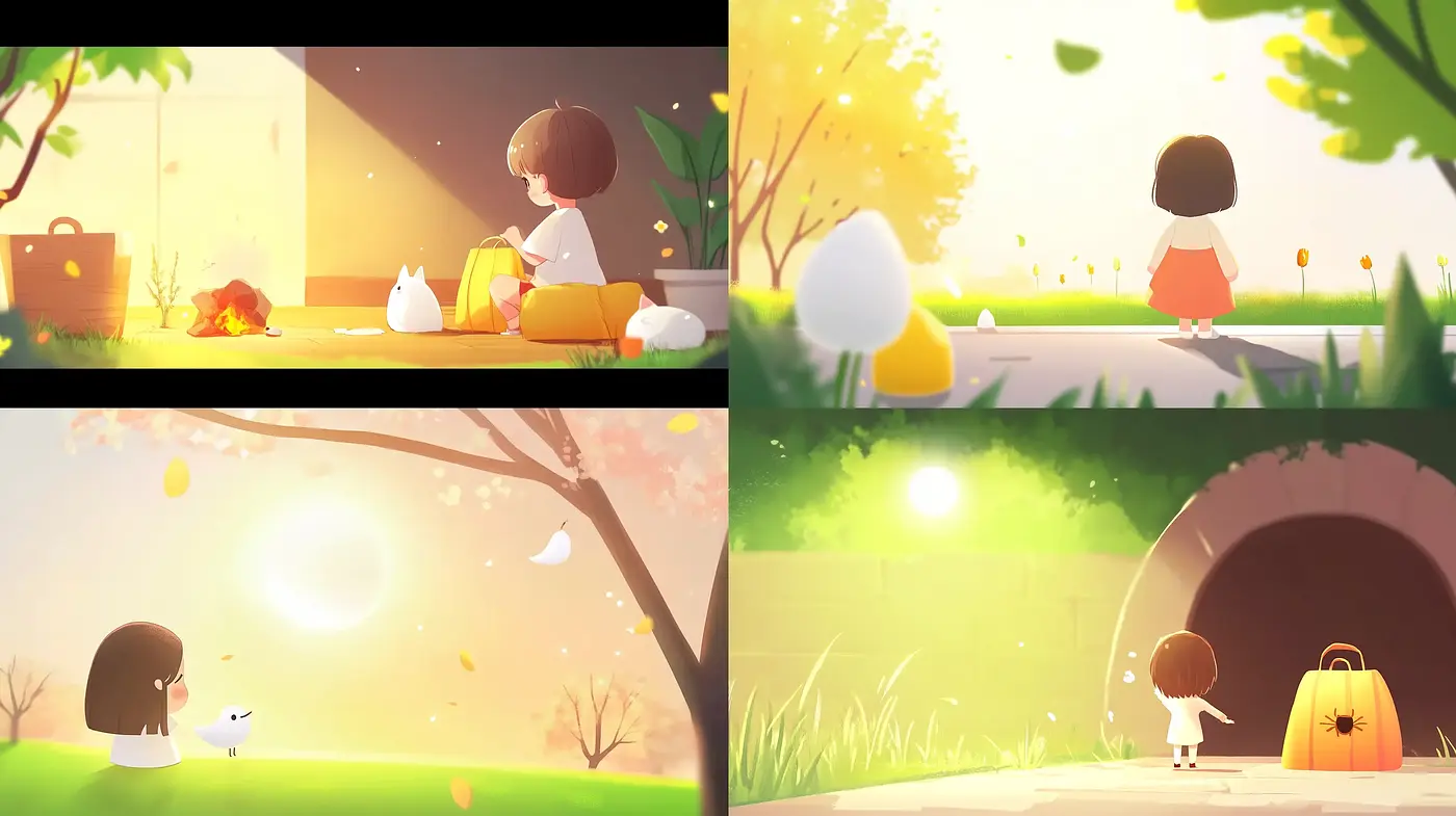 Sun-Drenched Pastoral Scenes in Stylized Animation - Midjourney sref style