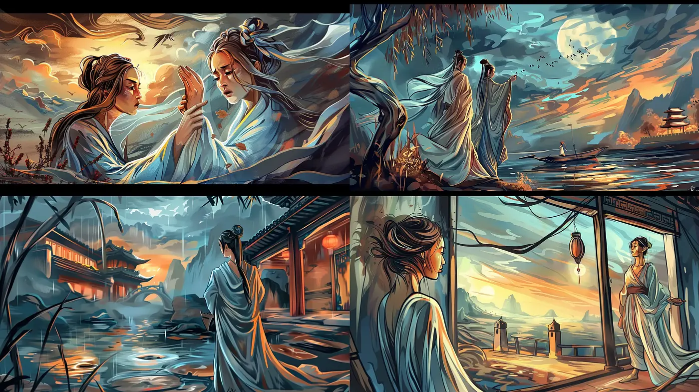 Ethereal Oriental Elegance: A Fusion of Traditional East Asian Aesthetics and Luminous Storybook Artistry - Midjourney sref style
