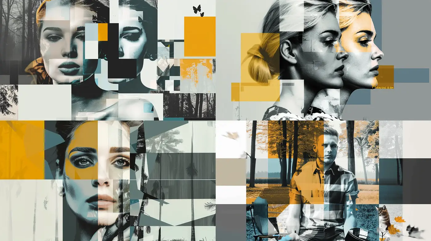 Contemporary Collage of Fragmented Elegance and Earthy Tones - Midjourney sref style