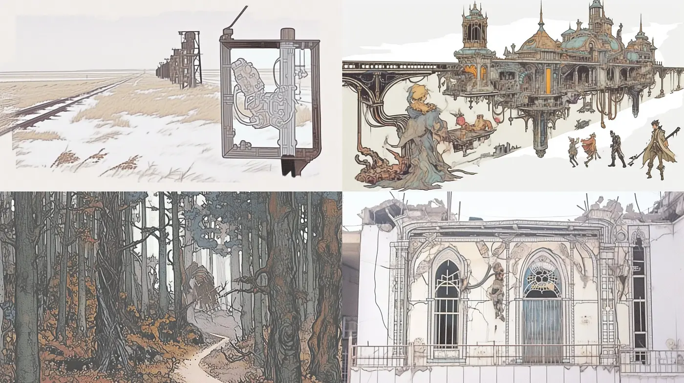 Ethereal Steampunk Dreamscapes: A Fusion of Mechanical Intricacy and Organic Melancholy - Midjourney sref style