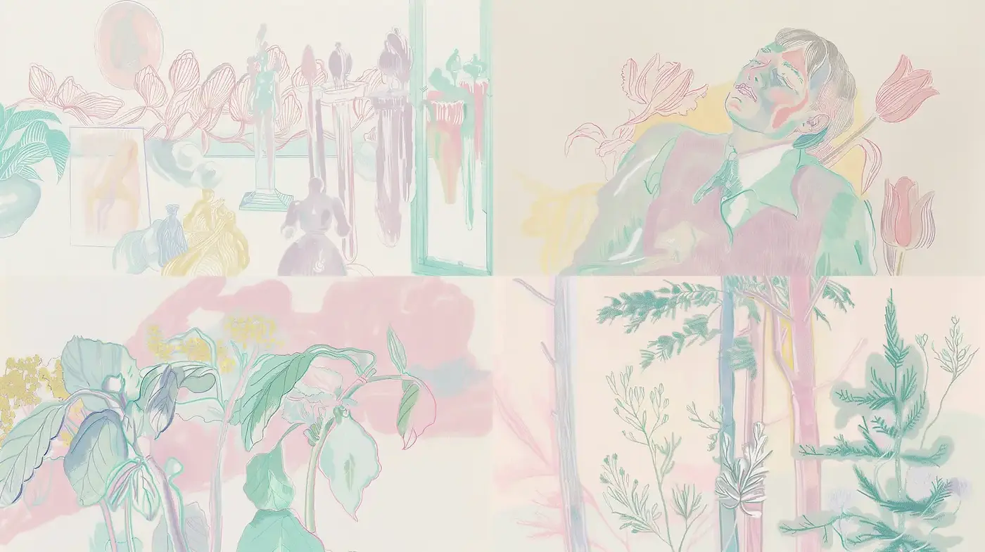 Delicate Blend of Soft Colors and Fluid Forms with a Dreamlike Atmosphere - Midjourney sref style