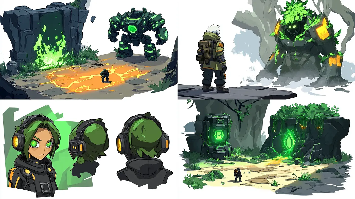 Energetic and Vivid Concept Art Style with a Painterly Technique - Midjourney sref style
