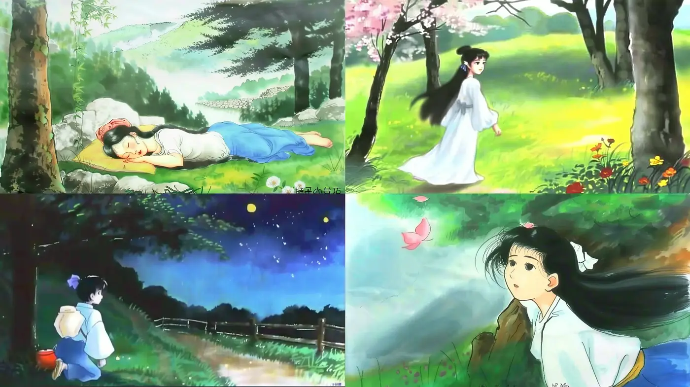 Enchanted Pastoral Anime Dreamscape - Midjourney sref style
