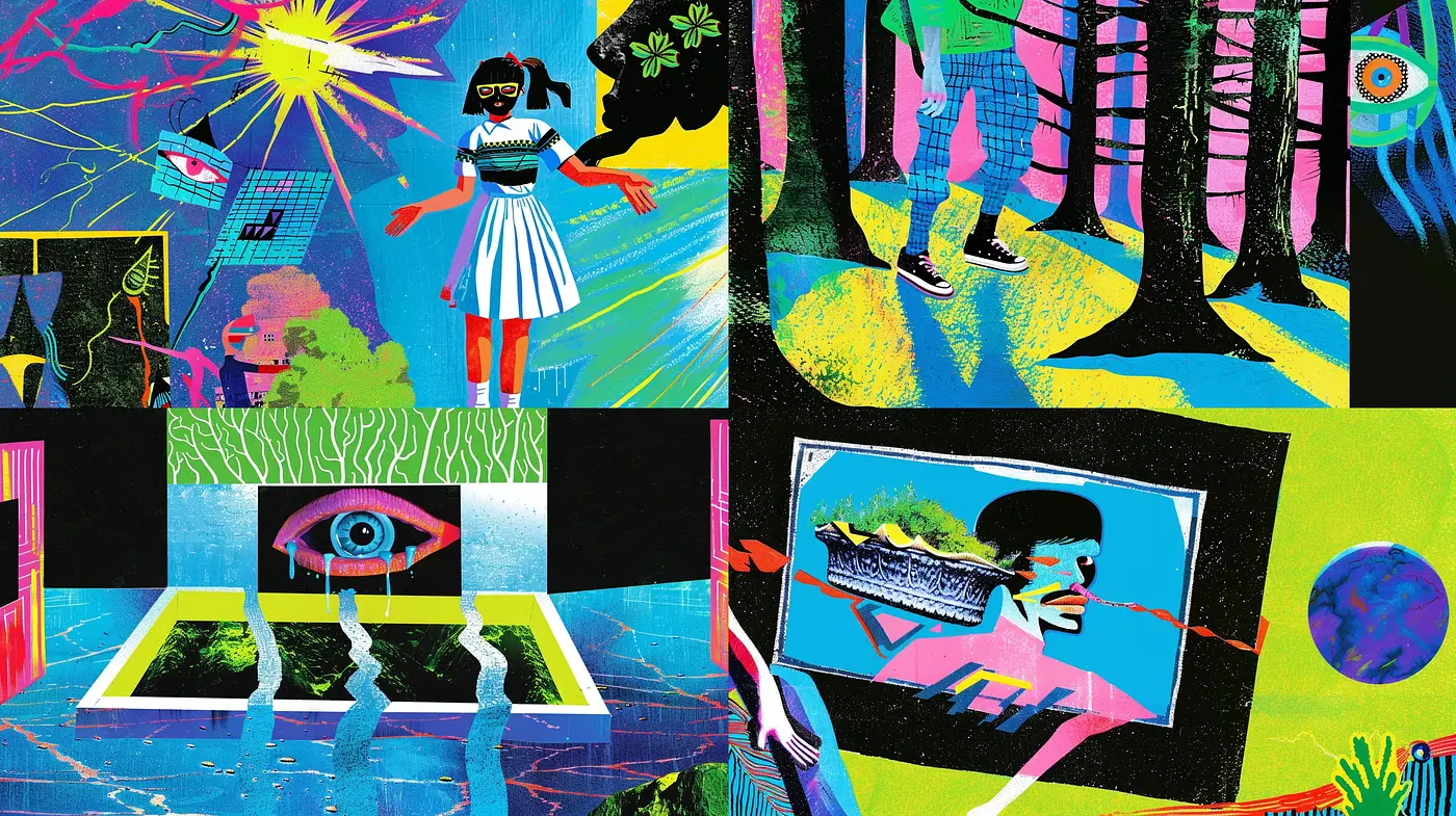 Psychedelic Fused Retro-Futurism Art Style - Midjourney sref style
