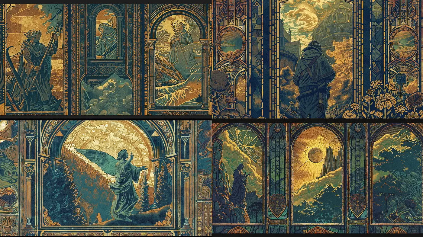 Aesthetic Echoes from Art Nouveau's Luminous Dreamscapes - Midjourney sref style