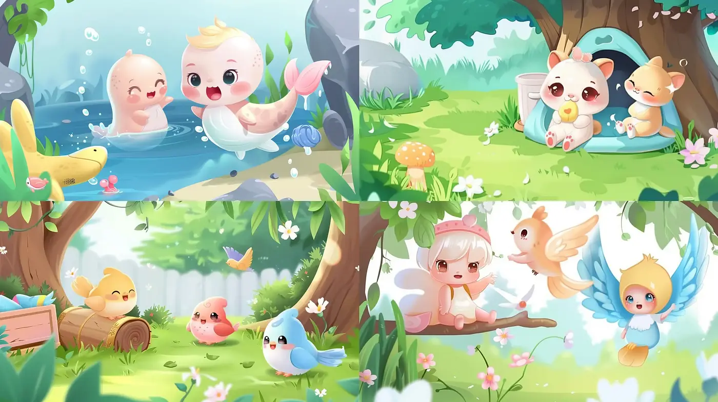 Charming Whimsy in Pastel: Consistent Softness and Serene Environments - Midjourney sref style