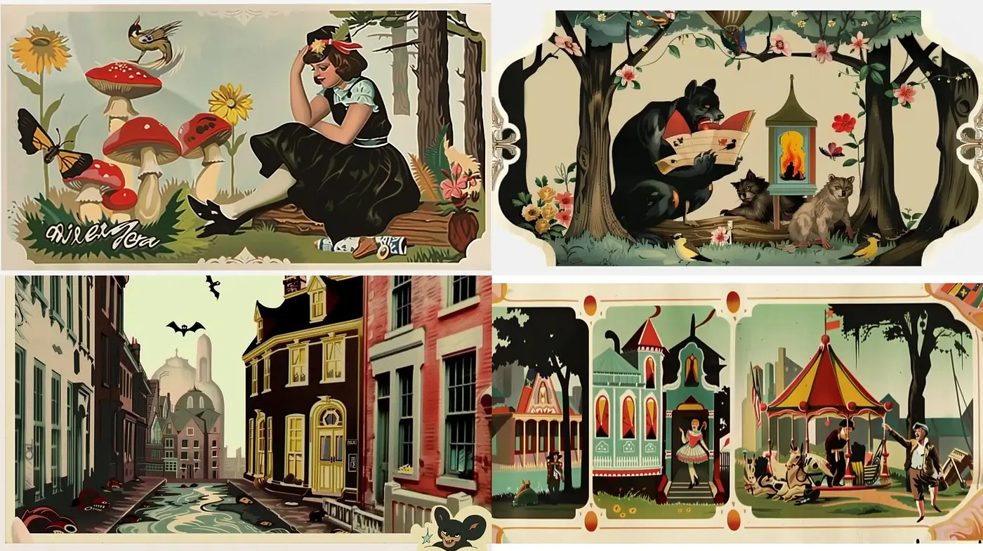 Enchanting Vintage Storybook Illustration Style - Midjourney sref style
