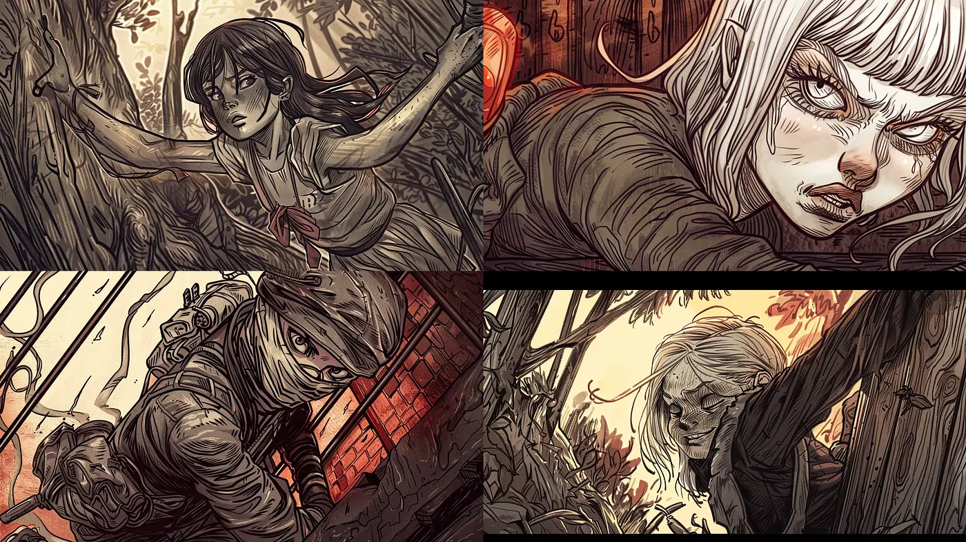 Ethereal Sepia-Toned Dreamscape with a Stylized Graphic Novel Flair - Midjourney sref style