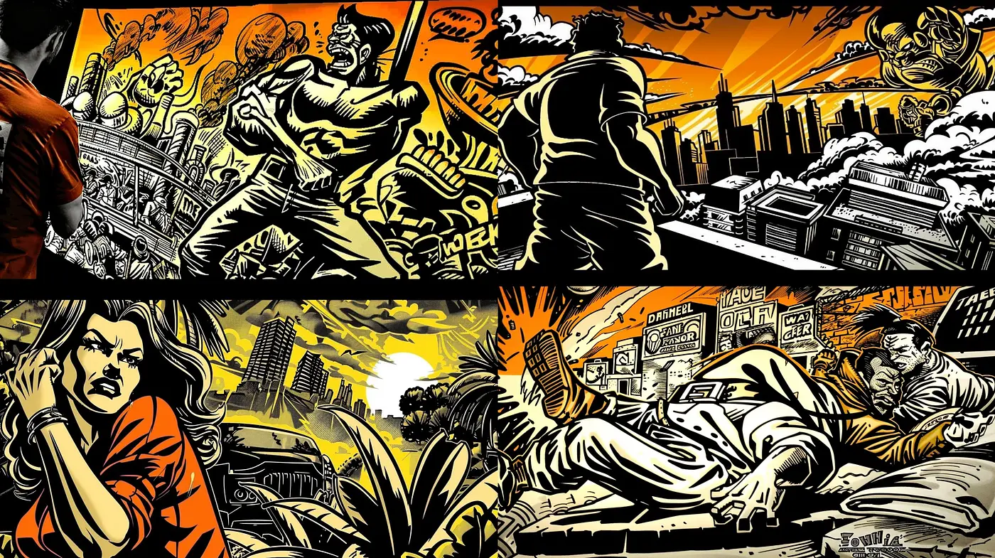 Dynamic Expressionism in a High-Contrast Graphic Novel Style - Midjourney sref style